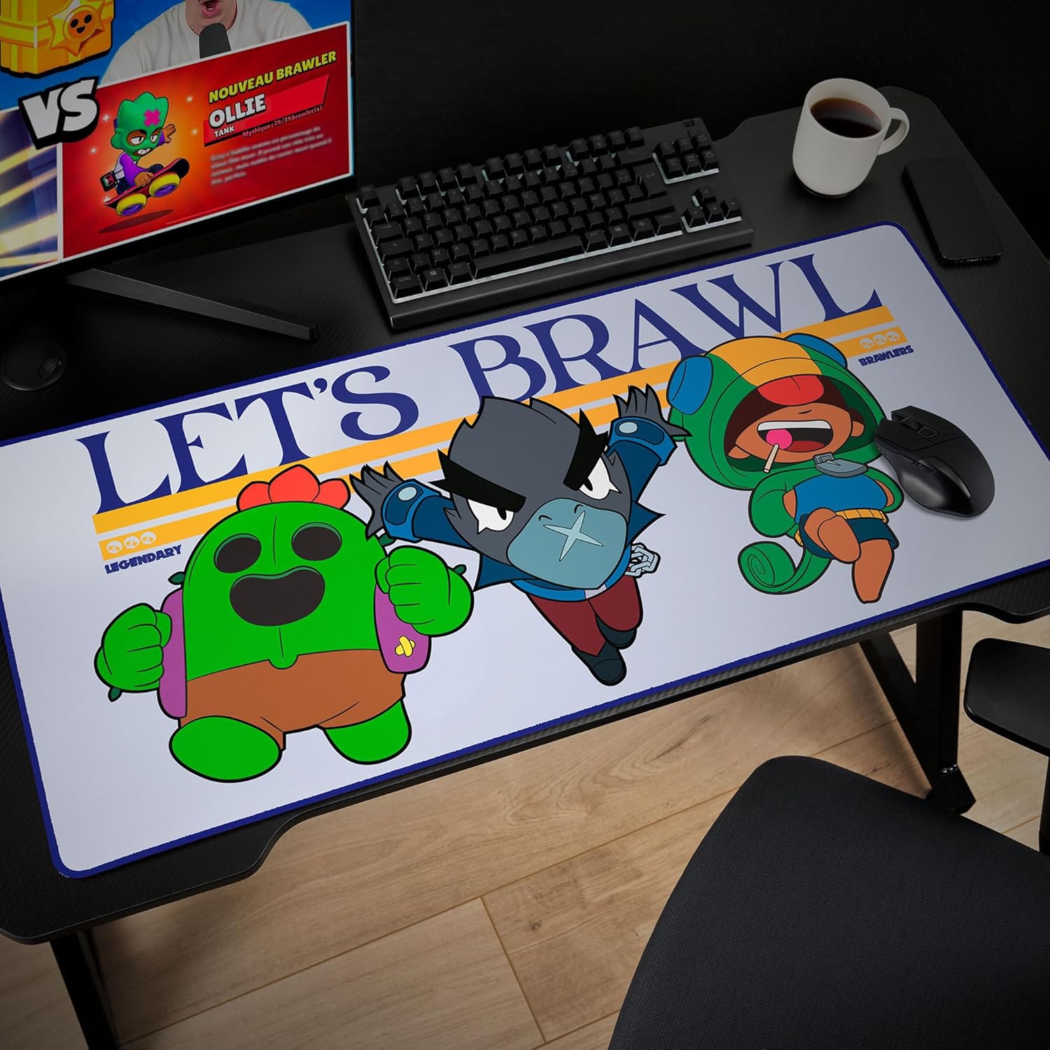SUBSONIC - XXL Gaming Mouse Pad, Brawl Stars Legendary Edition, Purple and Blue, 35x15 Inches, Non-Slip Base, Stitched Edges, Water-Repellent Surface, Official Licensed Gaming Desk Pad
