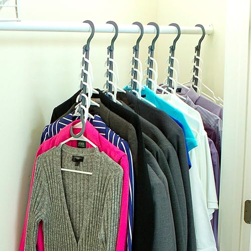 Miniatura 7 de Wonder Hanger Max - Paquete de 10 organizadores para el regreso a clases, triplica el espacio para colgar, evita arrugas, ganchos de ahorro de