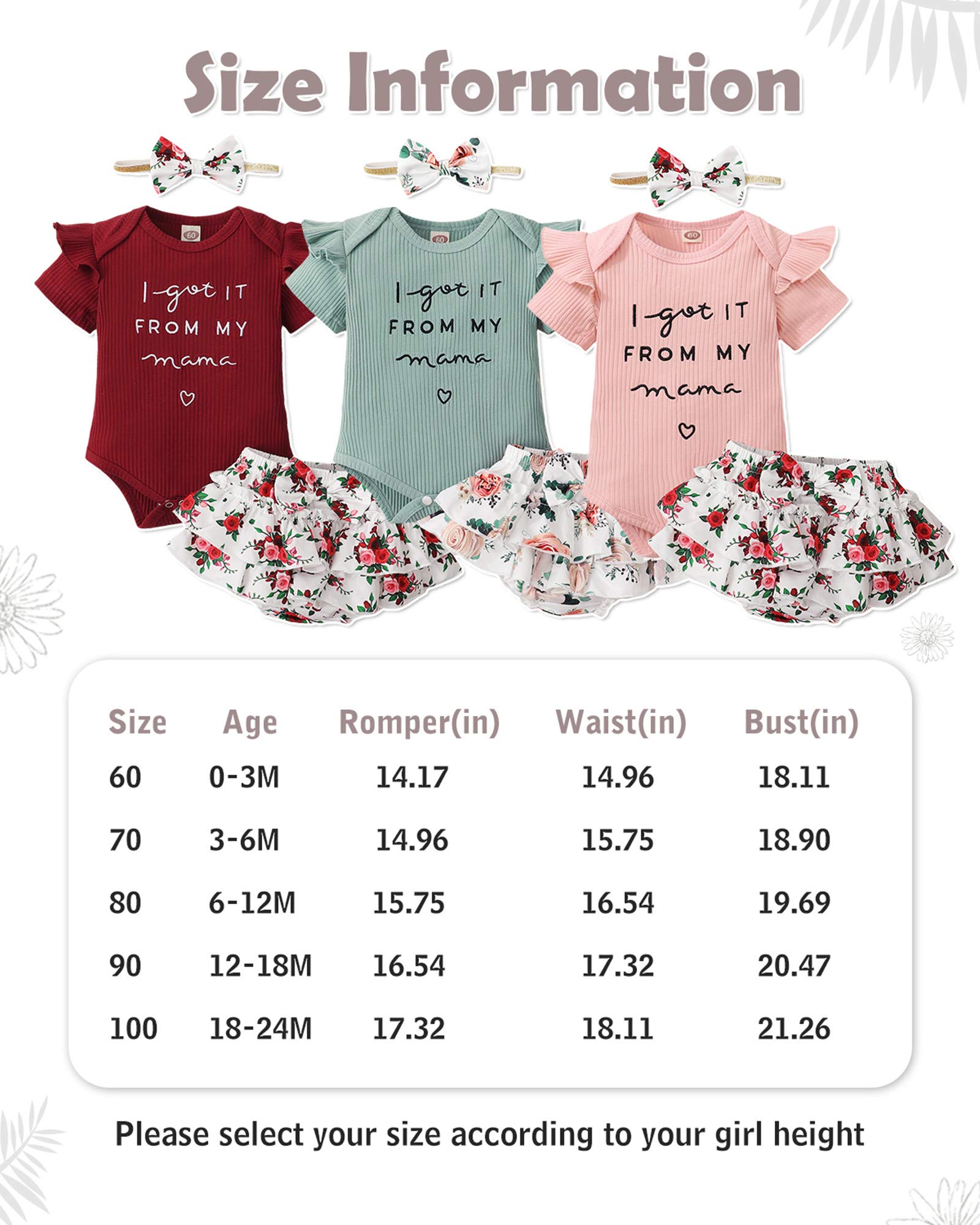 Bebé Recién Nacido Bebé Ropa Mameluco Pantalones Cortos Conjunto Floral Verano Trajes Lindo Bebé Ropa Niña - verde - 3-6 meses
