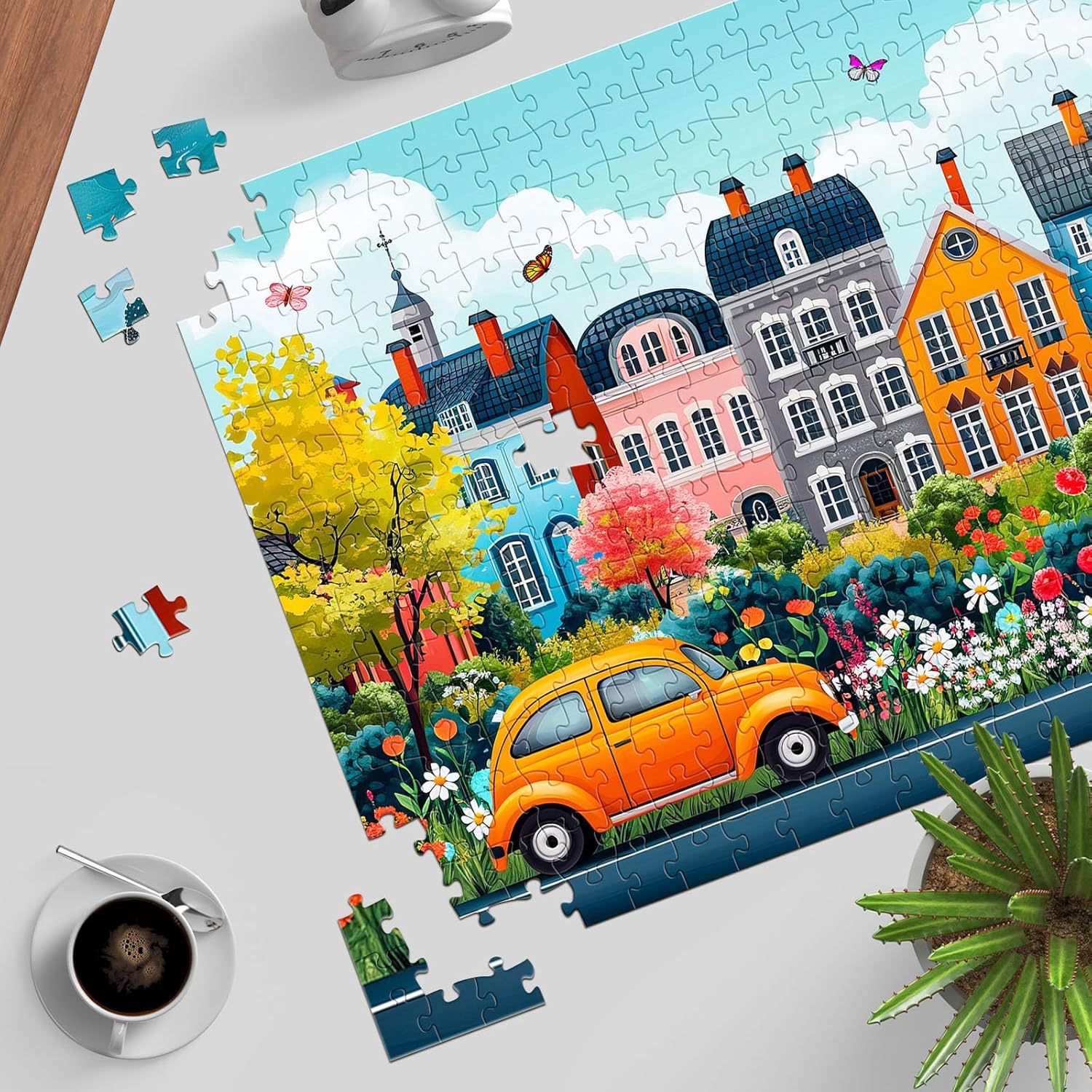1000 Piece Puzzle for Adults, Small Town Scenery Jigsaw Puzzle, Impossible Puzzles Game, Interlock Perfectly No Dust, Home Decoration Puzzle, Gifts for Easter Father's Mother’s Day