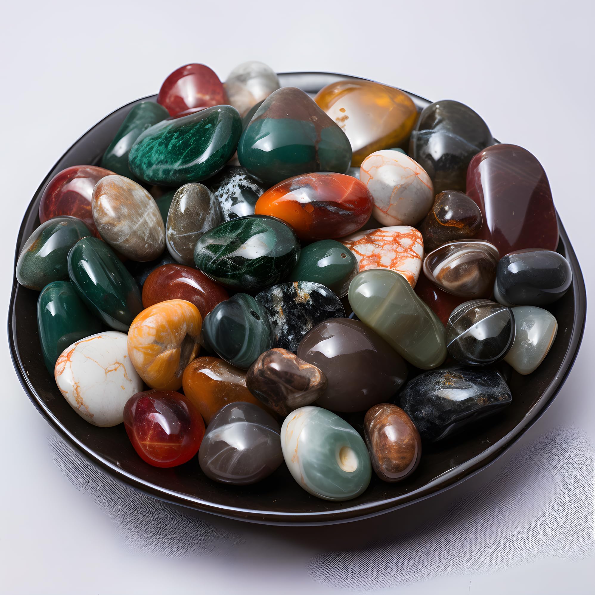 Polished Ocean Jasper Crystal Stone Set - 72 Pcs, 0.5" 10 oz Handpicked Natural Tumbled Gemstones Rocks, Pebbles for Reiki, Chakra, Healing, Home Decor