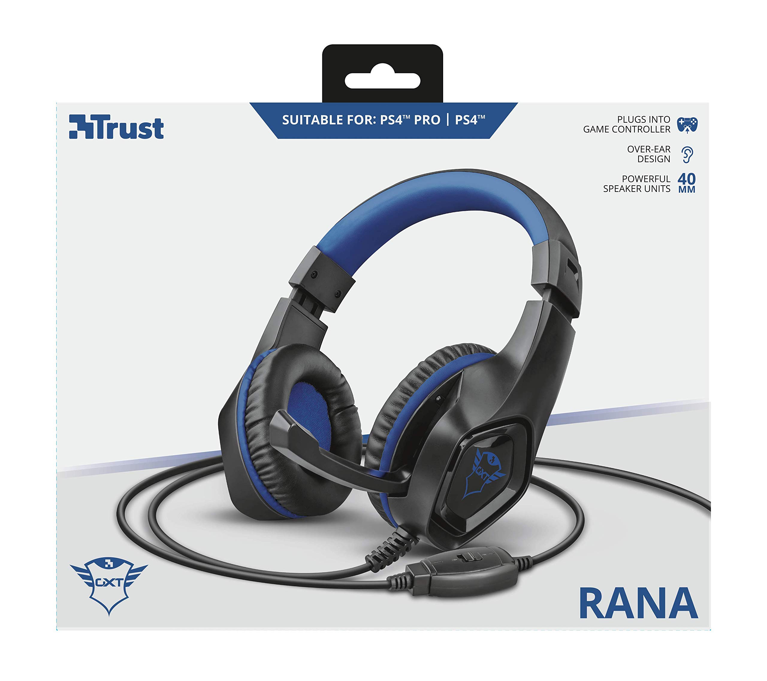 Trust Gaming Cascos PS4 & PS5 GXT 404B Rana Auriculares Gamer con Micrófono Plegable y Corto y Diadema Ajustable, Cable de 2 m, para PlayStation 4 & 5 - Azul