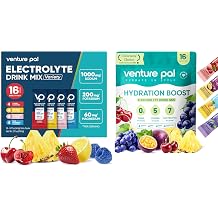 Venture Pal Electrolyte Combo Pack Everyday Hydration & High Sodium Electrolyte Mix | Sugar-Free, Zero Calories | Keto, Vegan & Paleo Friendly | 32 Sticks
