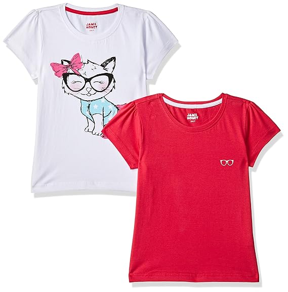 Amazon Brand - Jam & Honey Girls Regular T-Shirt
