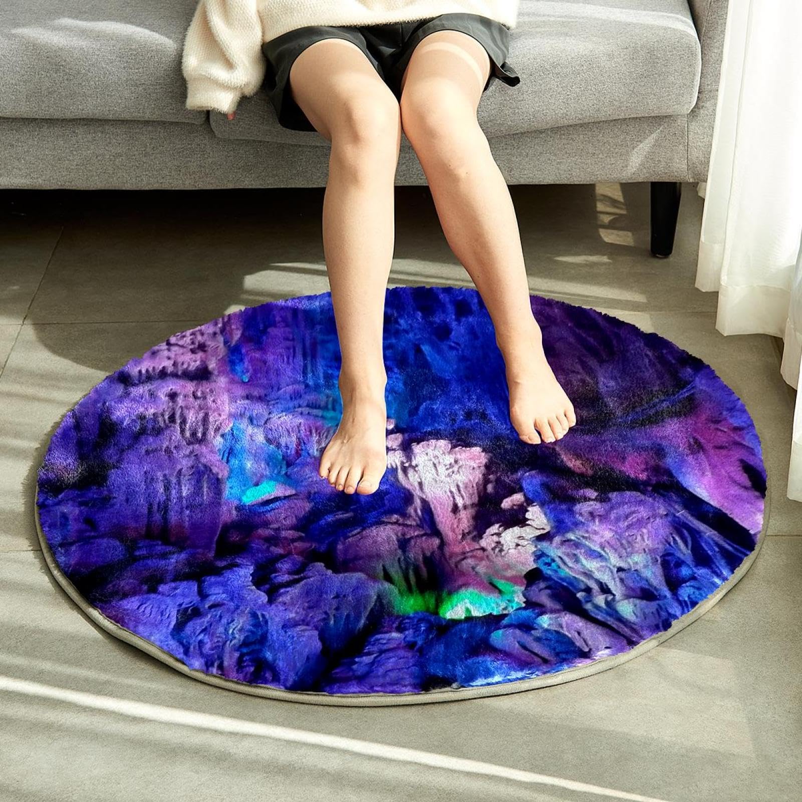 Alfombra suave y esponjosa de 80 cm para sala de estar, dormitorio, alfombra antideslizante natural, alfombra lavable para dormitorio, área de juegos, habitación de los niños, decoración