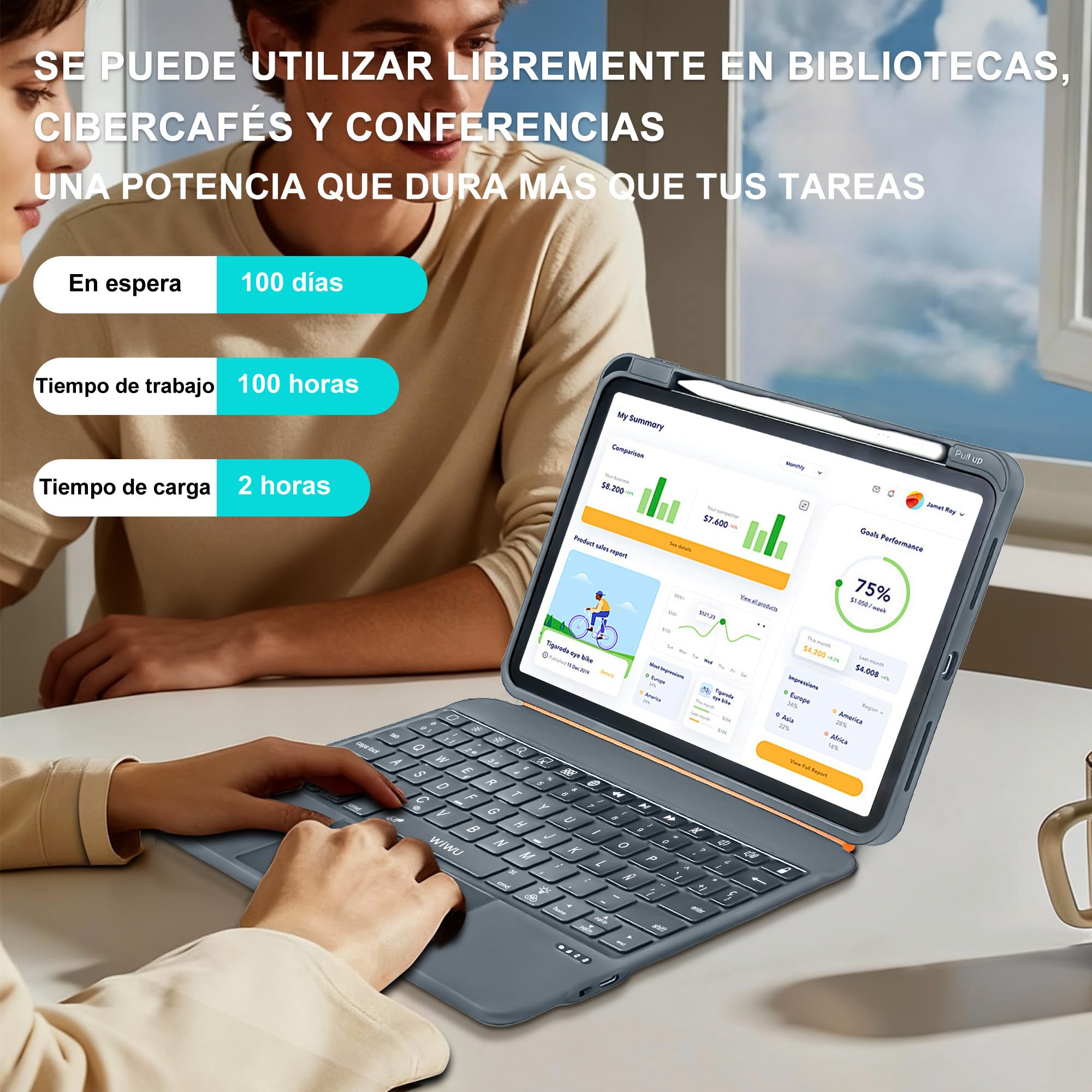WIWU Funda iPad 11 Generación Teclado Air 11 Pulgadas M4/M3/M2 Desmontable | Magnética Soporte de 360° Teclas Retroiluminadas Trackpad Soporte para Lápiz Color Gris para iPad 10, Air 5/4 Pro 11" 4/3/2/1