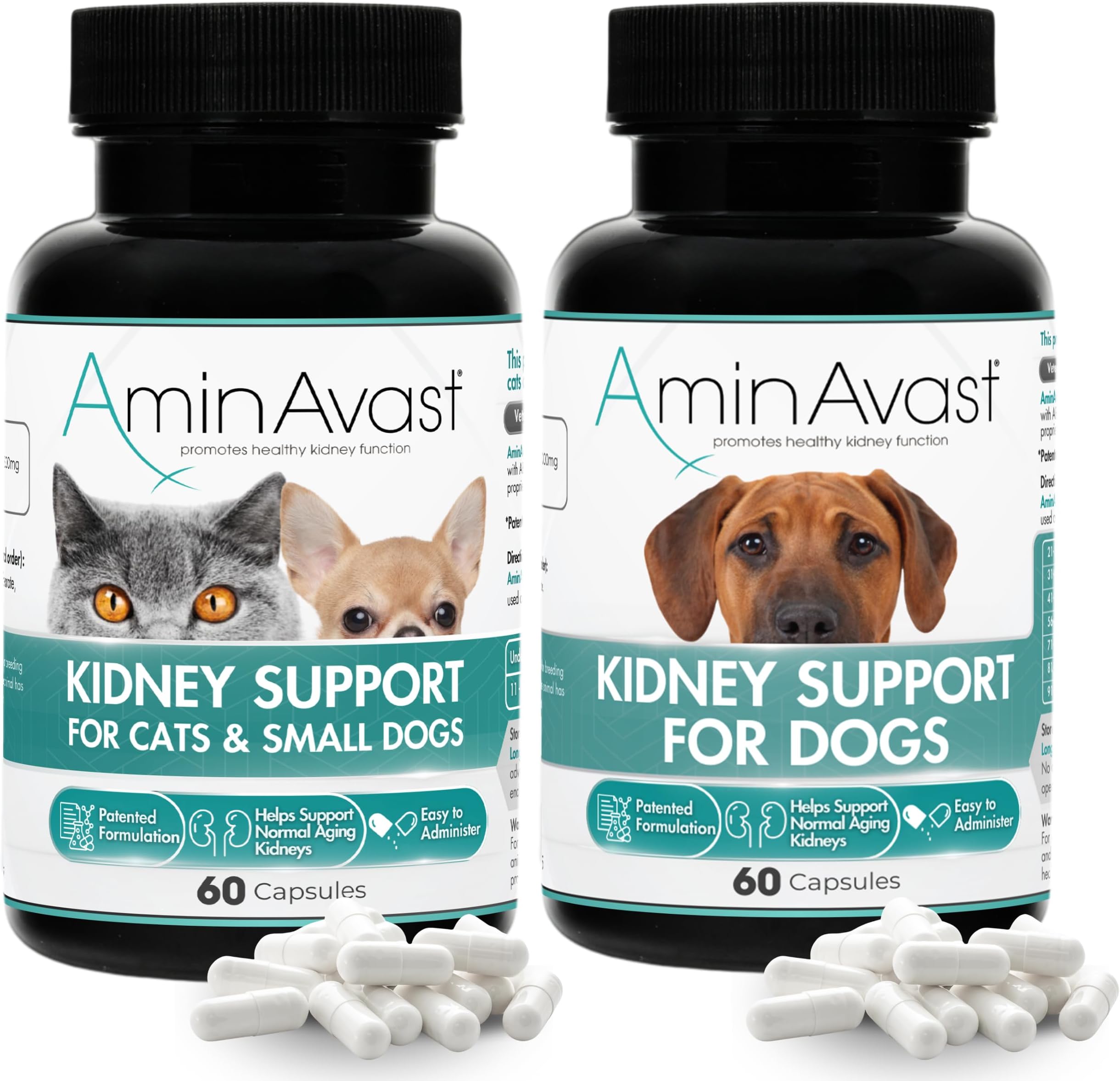 AminAvast Kidney Support Supplements for Dogs and Cats - Promotes Healthy Kidney Function and Vitality - Available in 300mg and 1000mg Capsules