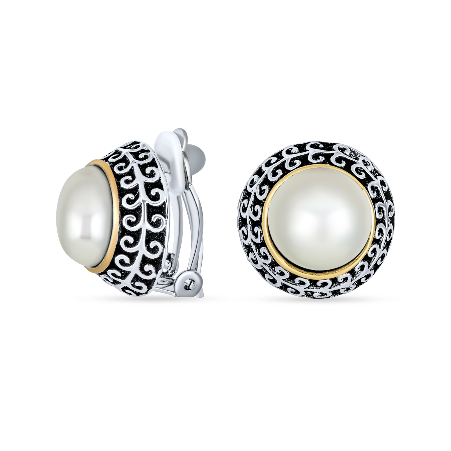 Orecchini Clip-on Stile Bali Regolabili in Ottone Ossidato