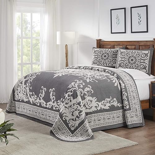 BLUENILEMILLS BNM - Juego de colcha de mezcla de algodón con medallón vintage, lujosa colcha para todas las estaciones, lavable a máquina, tamaño