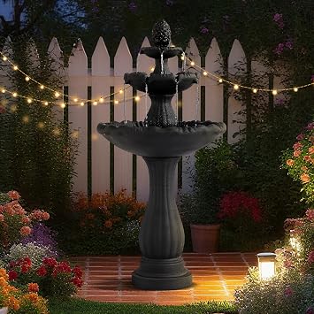 Outdoor Water Fountain, 3-Tier Italian Garden Waterfall Fountain