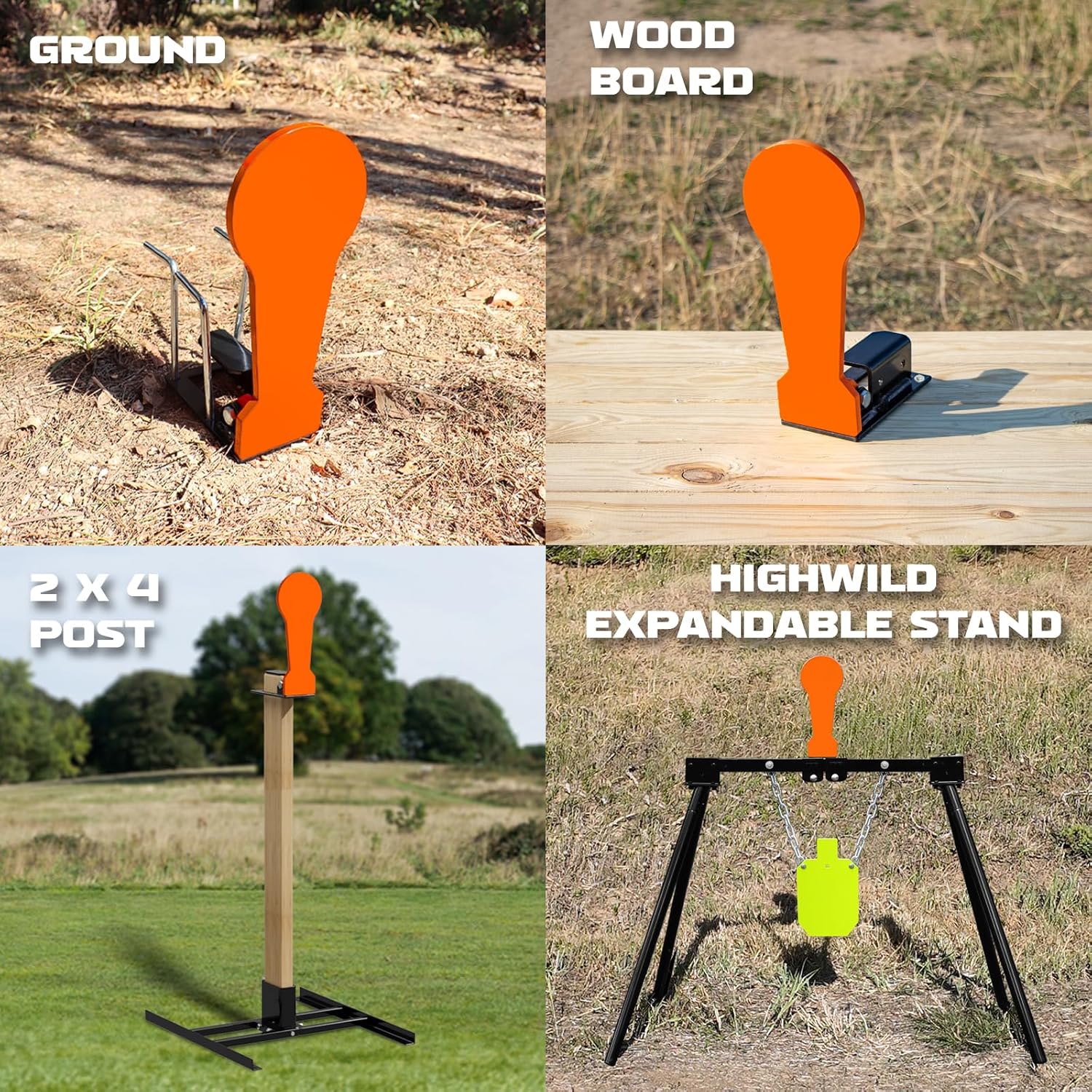 Highwild 3/8" AR500 Classic Popper Steel Shooting Target 12" Auto Reset Target with 2x4 Double T-Shaped Base Stand for Shooting Range Outdoor