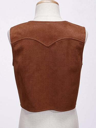 Miniatura 5 de Kids Cowboys Cowgirls Wild West Cosplay Fancy Dress-up Waistcoat Suede Tassel Vest Outwear Jacket