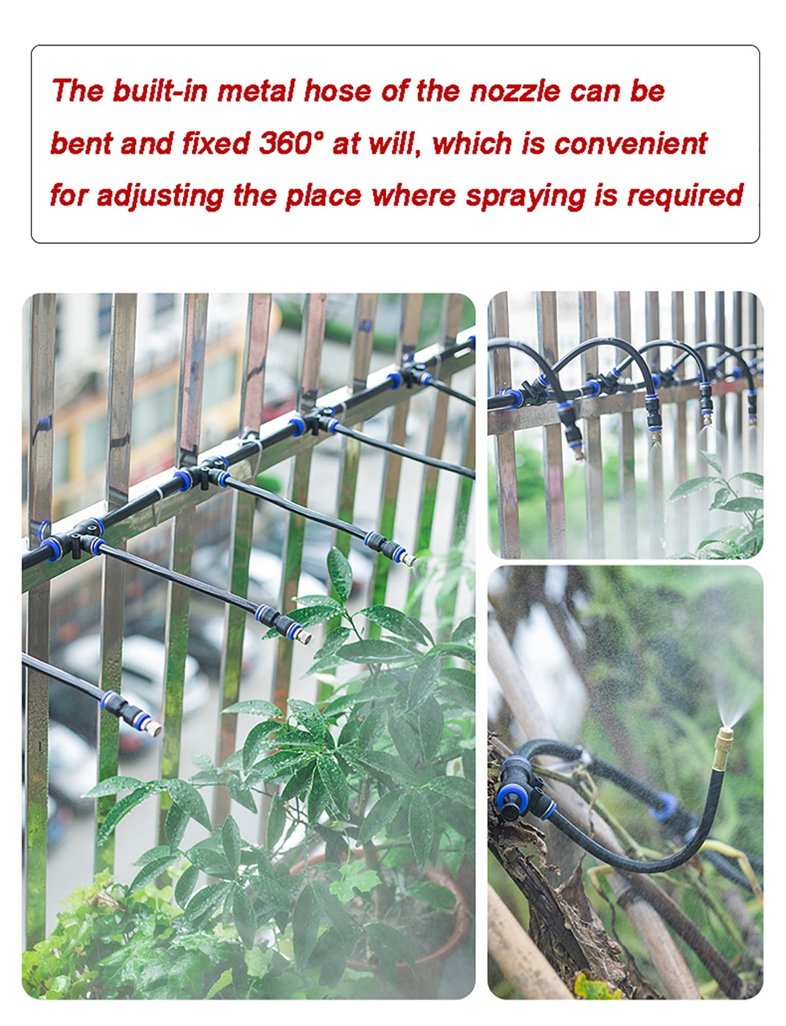 Kit di irrigazione a goccia, irrigazione automatica da giardino pieghevole a 360°, irrigazione a goccia automatica, ugello flessibile regolabile, spruzzatore in rame for prato, serra, giardino(10meter