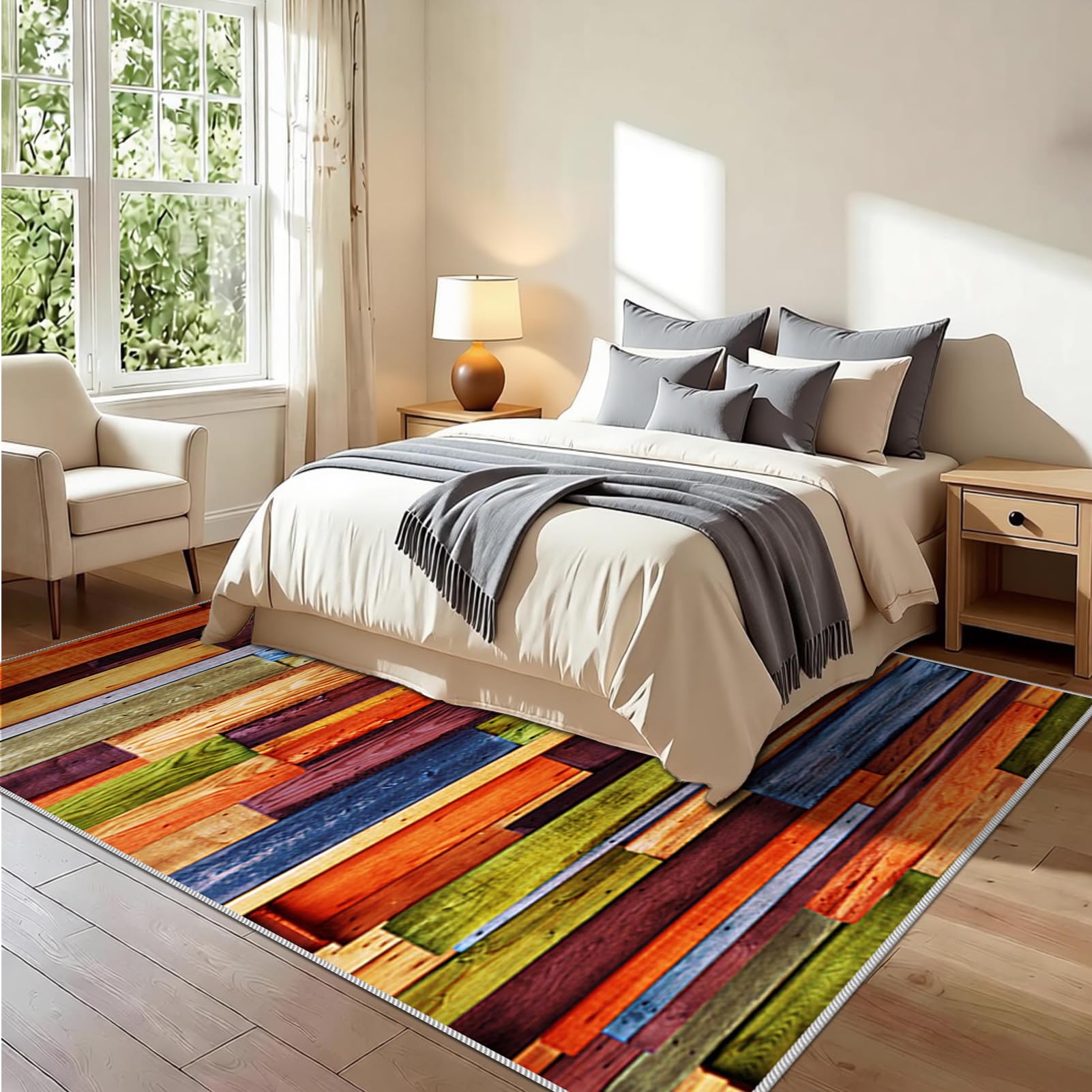 Dywan do salonu w stylu vintage, 200 x 270 cm dywaniki do sypialni, salonu, sypialni, kuchni, jadalni, duży dywan z krótkim włosiem, dywan do jadalni, antypoślizgowy zmywalny dywanik kuchenny