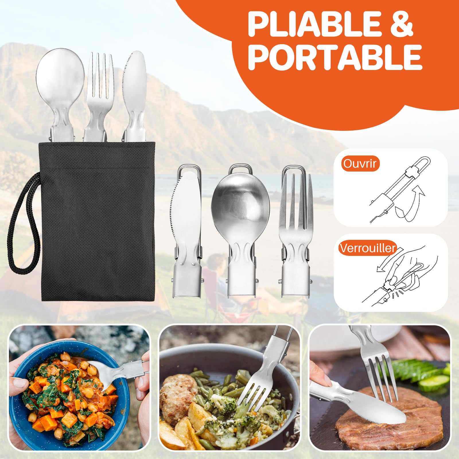 FUNYKICH Multi-PCS Kit de Casseroles Camping, Accessoire Camping Légère, Cookware Kit en Aluminium Durable pour Pêche/Survie/Randonnée/Outdoor/Pique-Nique
