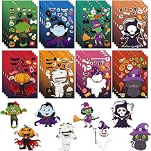 32 Sheets Make Your Own Halloween Stickers, Creative Fun Halloween Game Sticker Kits for Halloween Party Birthday Party Favors, DIY Art Crafts Supplies