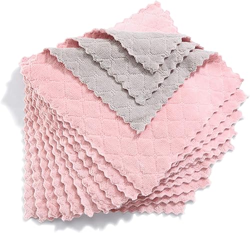 Paño de limpieza de microfibra, toallas de cocina, toalla de microfibra de doble cara, libre de pelusa altamente absorbente, polvo multiusos y