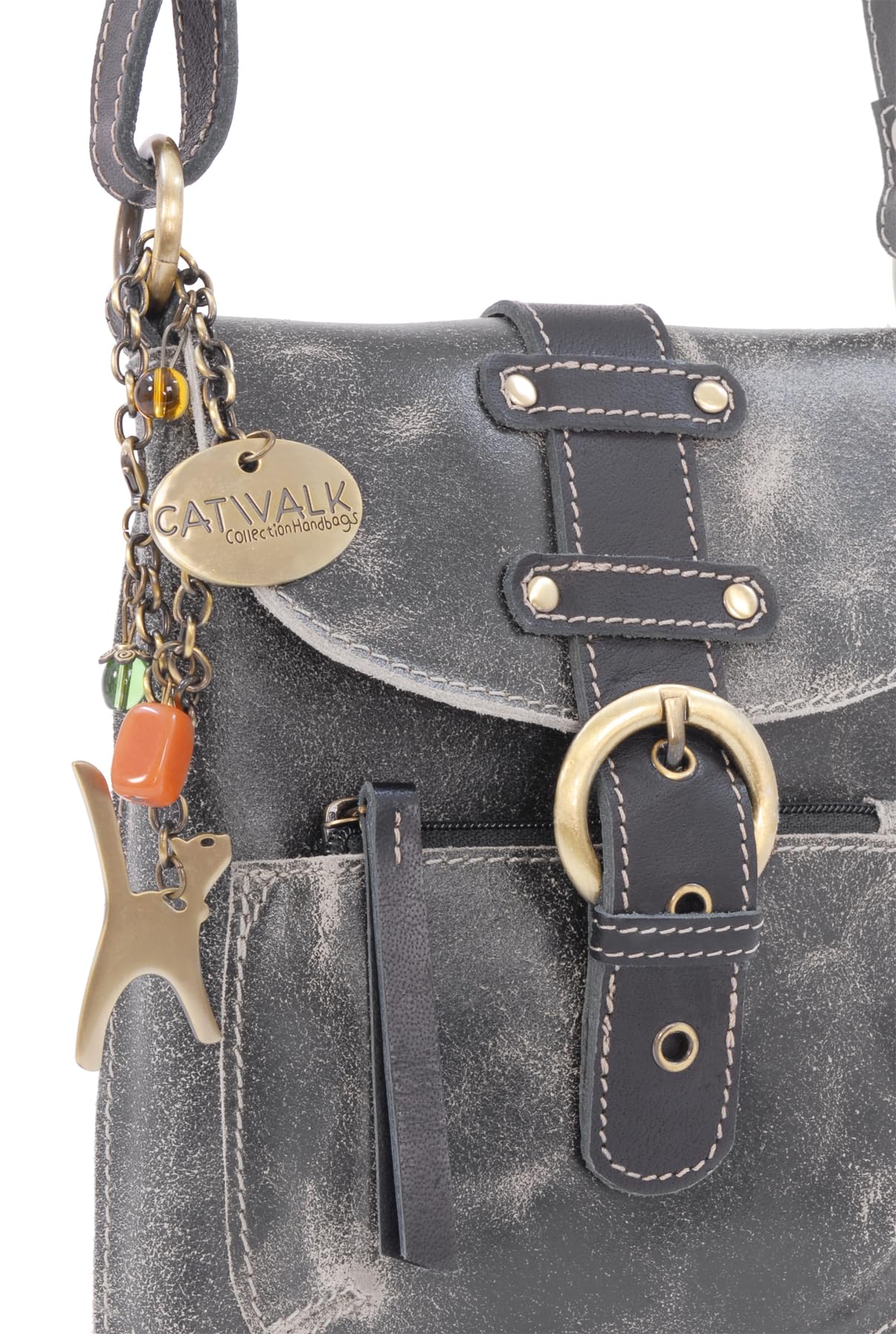 Catwalk Collection Handbags - Bolso Bandolera Pequeño - Bolsito Mujer - Piel Envejecida - Correa Ajustable - Mensajero - Jolene