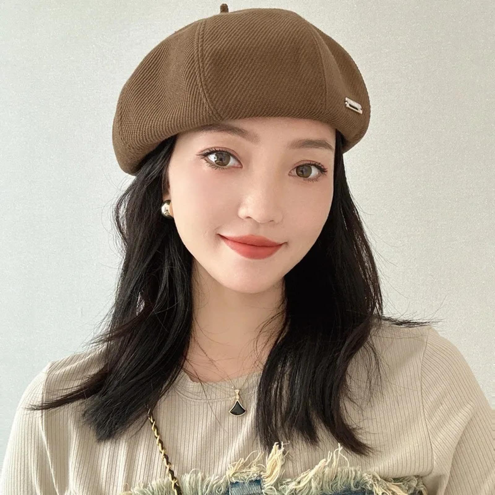 Czapki Czapki Skullies Czapki Beanie Czapka Ośmiokątna Czapka Jednolity Kolor Gruba Bawełna Beret Czapka Damska Jesień Zima Literatura Retro Proste Kapelusze Malarskie, Jak na zdjęciu, rozmiar
