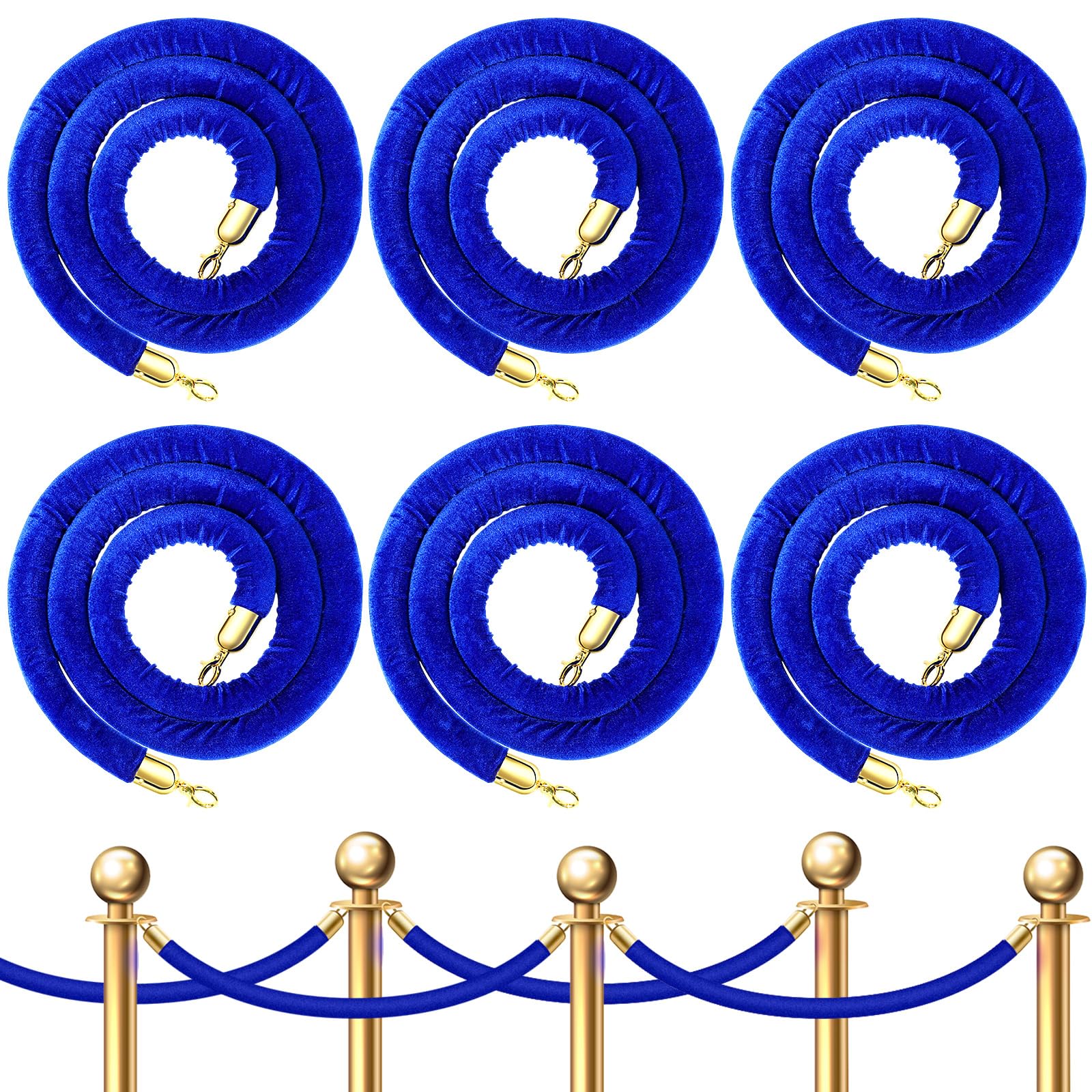 Velvet Ropes Velvet Rope With Hooks 6-Piece Velvet Stanchion Ropes - Crowd Control ...
