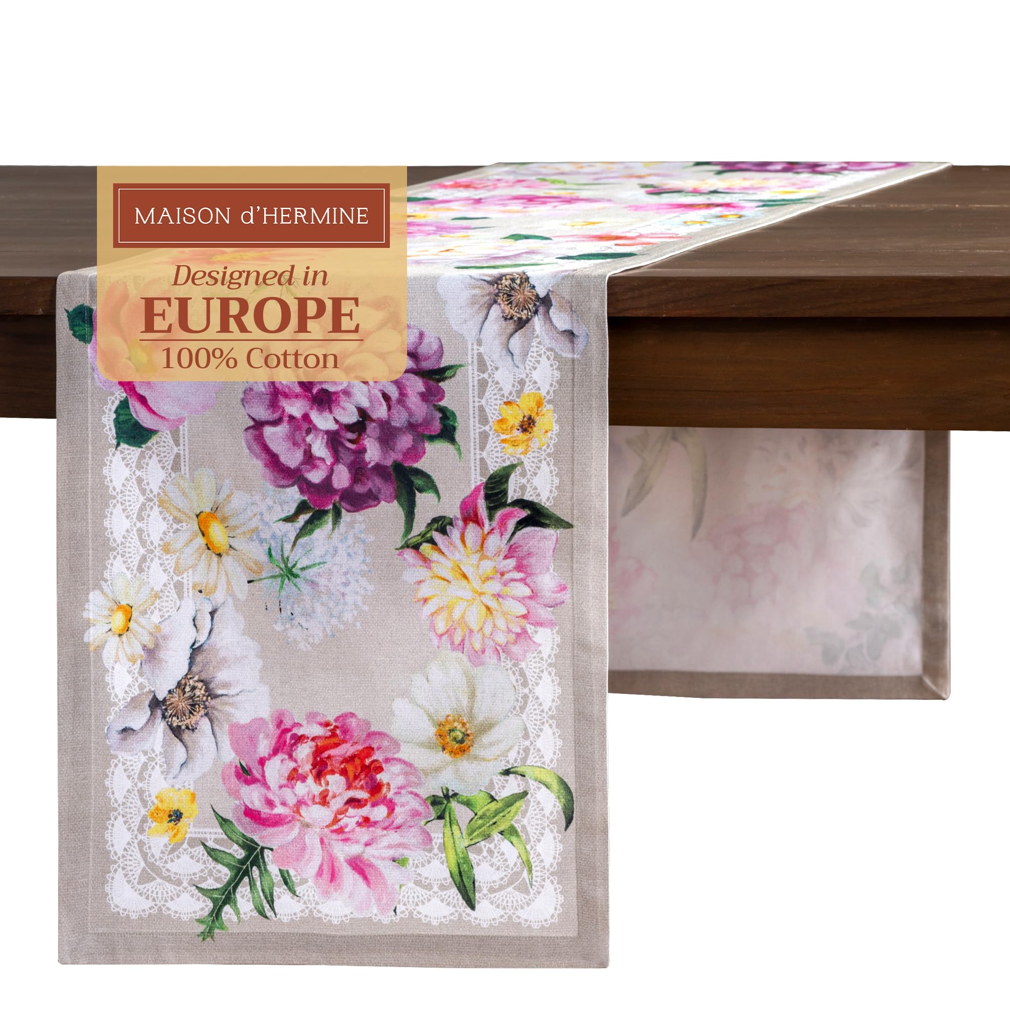 Maison d' Hermine Table Runner 100% Cotton Single Layer Table Runners 72 inches Long Decorative for Home Kitchen Dining Valentines Day Decorations