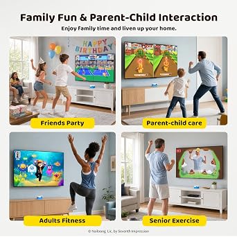 KINHANK MotionX AI Family Motion Play System,Controller-Free Active Game Console with 50+ Game Catalog for Kids&Family,Suitable for Gaming Nights,Parties,Indoor Exercise