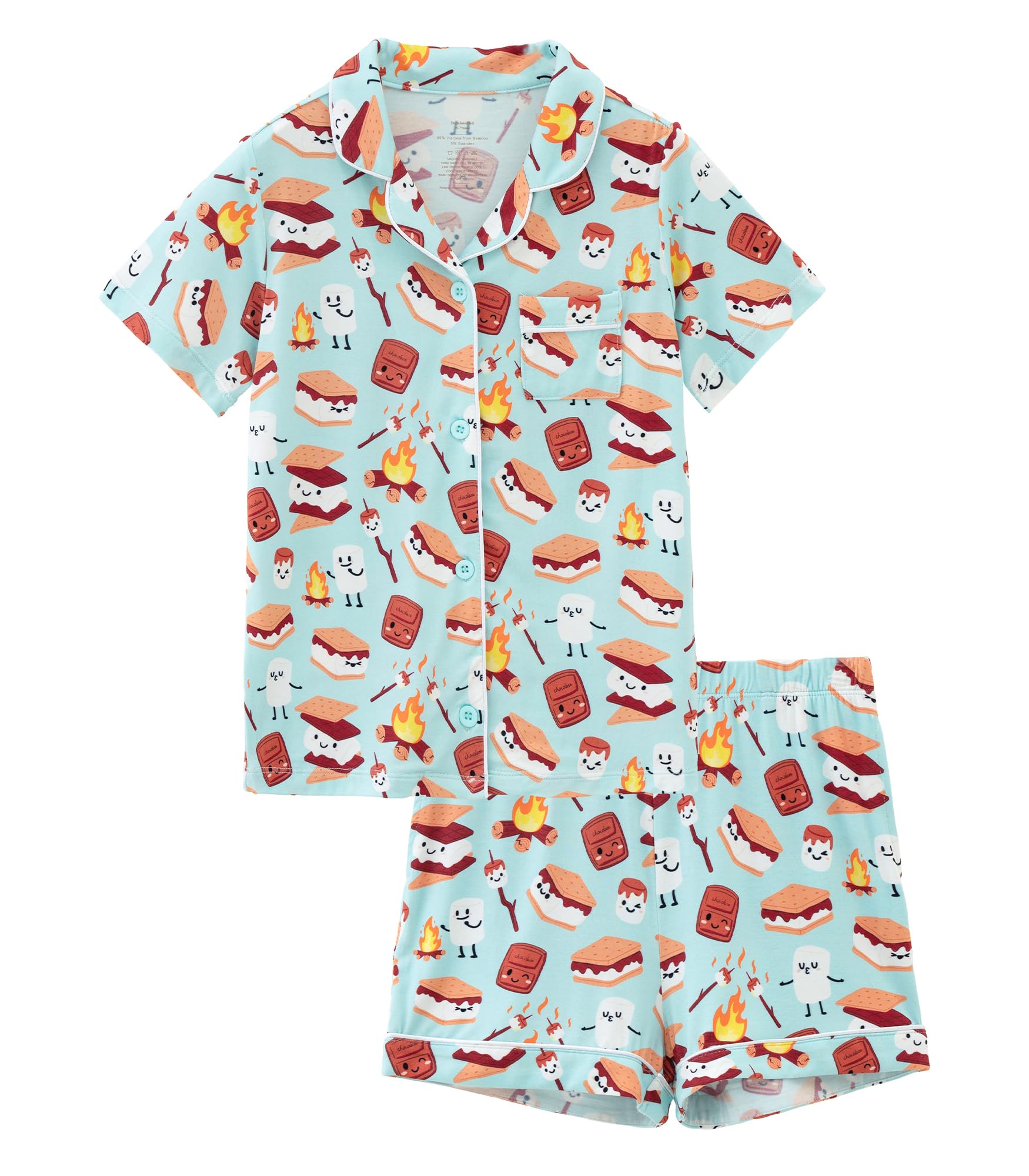Mommy and Me Pajamas Set Viscose from Bamboo Women Pjs Soft Short Sleeve Tops Shorts Kids Button Down Sleepwear