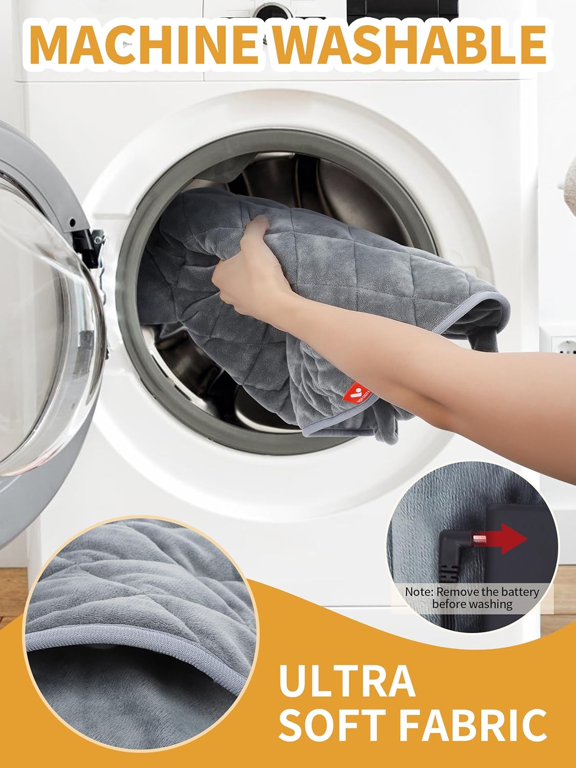 Vofuoti Heating Pad for Neck and Shoulders, Portable Cordless Heating Pad with Massager and Battery, Weighted Electric Heated Neck Shoulder Wrap, 16'' x 22'', 2.2lbs - Image 8