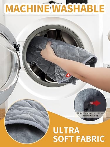 Miniatura 8 de Vofuoti Almohadilla térmica para cuello y hombros, almohadilla térmica portátil inalámbrica con masajeador y batería, envoltura eléctrica con peso