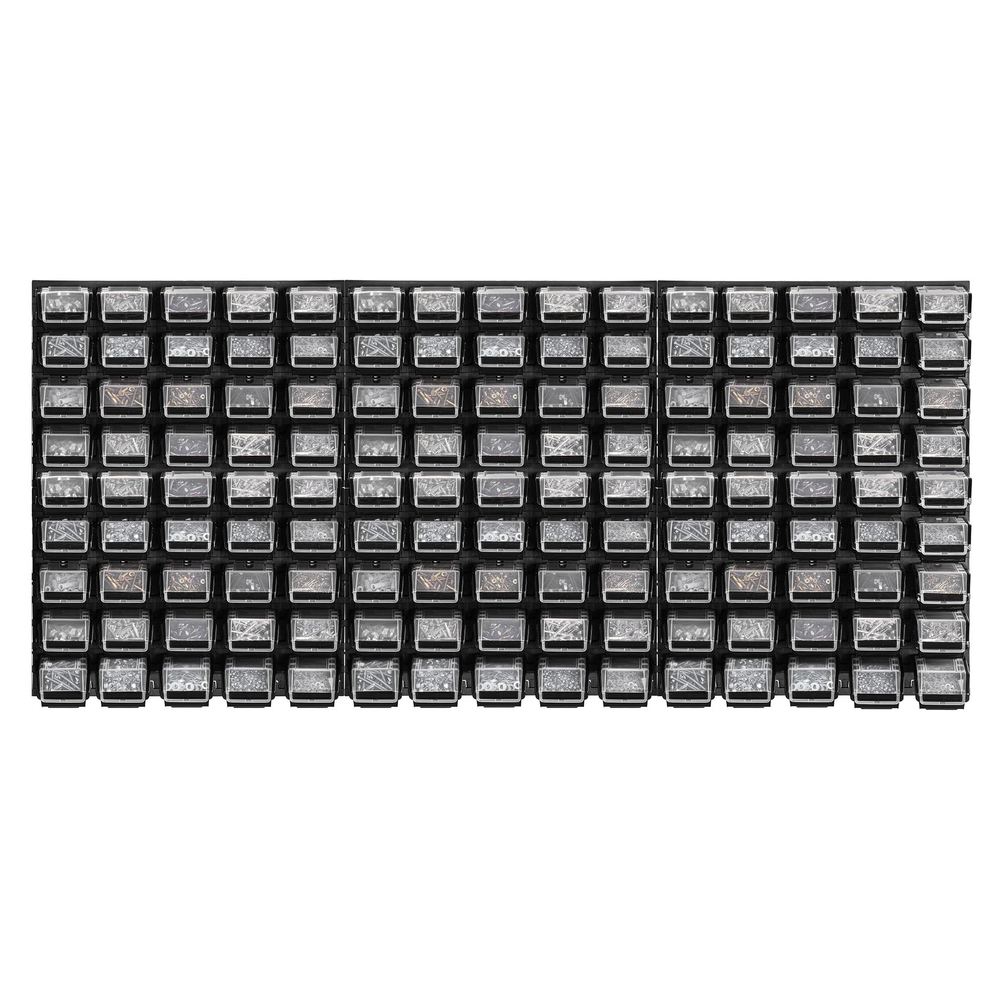 KADAX Werkzeugwandregal Groß, 174x78cm Lagersystem aus robustem Kunststoff, UV-Resistentes Modul-System, Erweiterbare Wandplatten, Werkstattregal für Garage (Schwarz, 135 TLG.)