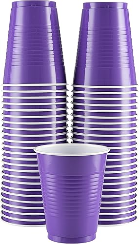 Vasos desechables, vasos de plástico morados de 18 onzas, fuertes y resistentes para bodas, Navidad, Halloween, paquete de 50