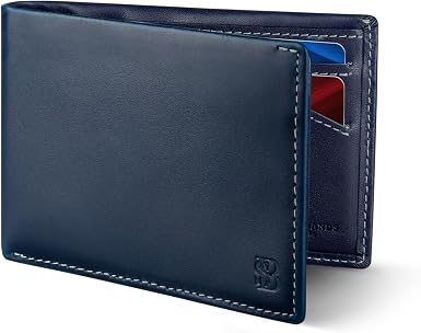 SERMAN BRANDS Men's Slim RFID Blocking Bifold Wallet - Minimalist Front Pocket Wallet, Black