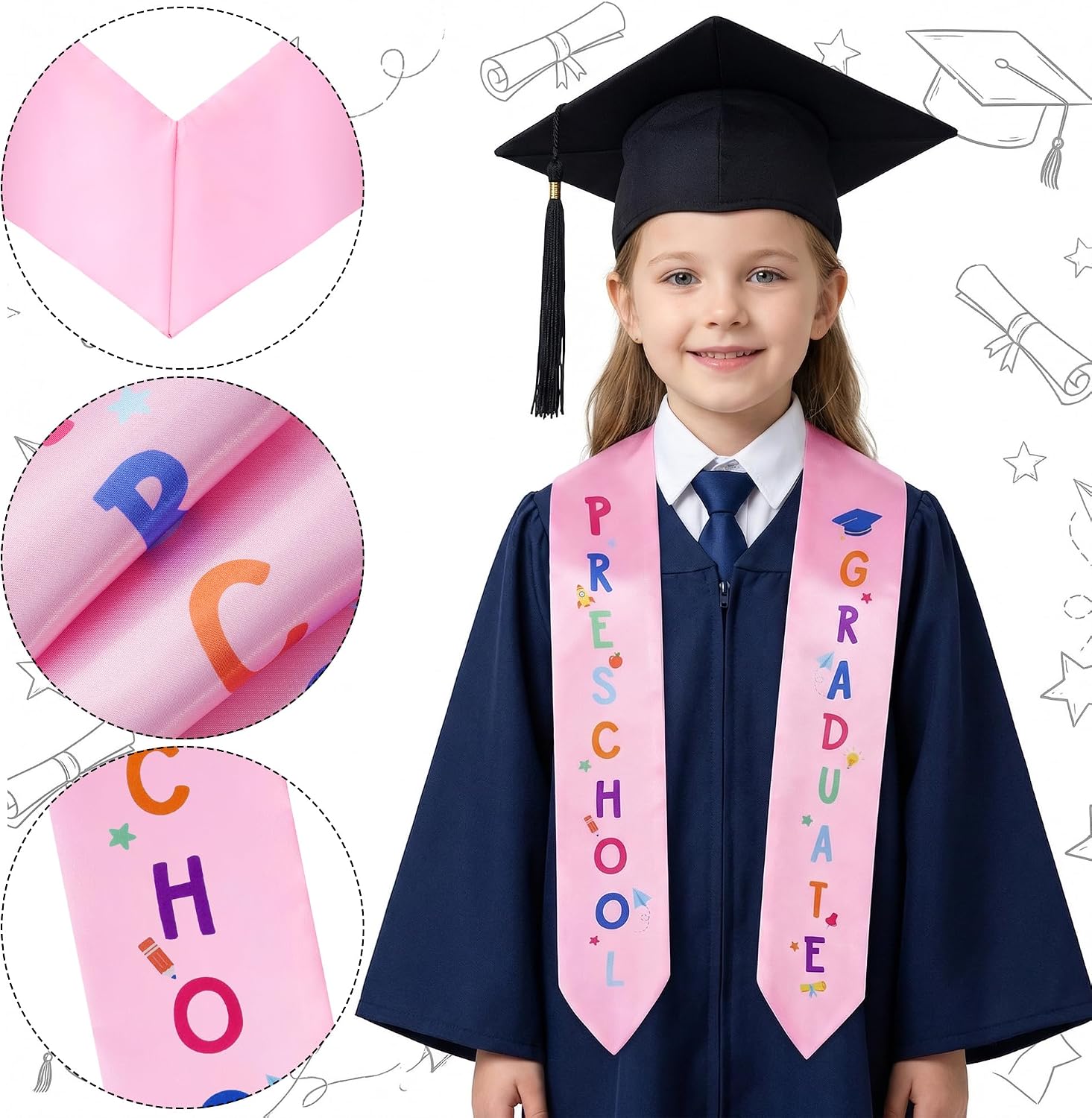 Preschool Graduation Sash, Unisex Kindergarten Graduation Stole for Kids Graduation Gifts