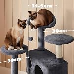 Yaheetech Tour des arbres de chat, 139cm H Maison d'escalade Cat avec 3 Haut Perches/postes d'échafaudage, 2 Condos/Balons, Échelle, Centre d'activités pour animaux domestiques multiniveaux pour les chatons et les chats, Gris foncé