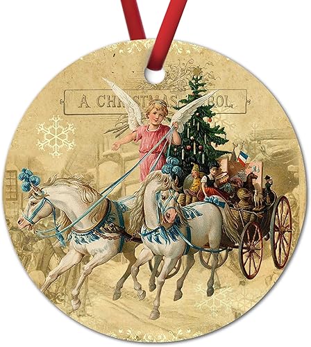 Adorno de Navidad de ángel francés para niña con alas, adorno de caballo para automóvil, regalo de árbol de Navidad, adorno colgante vintage para