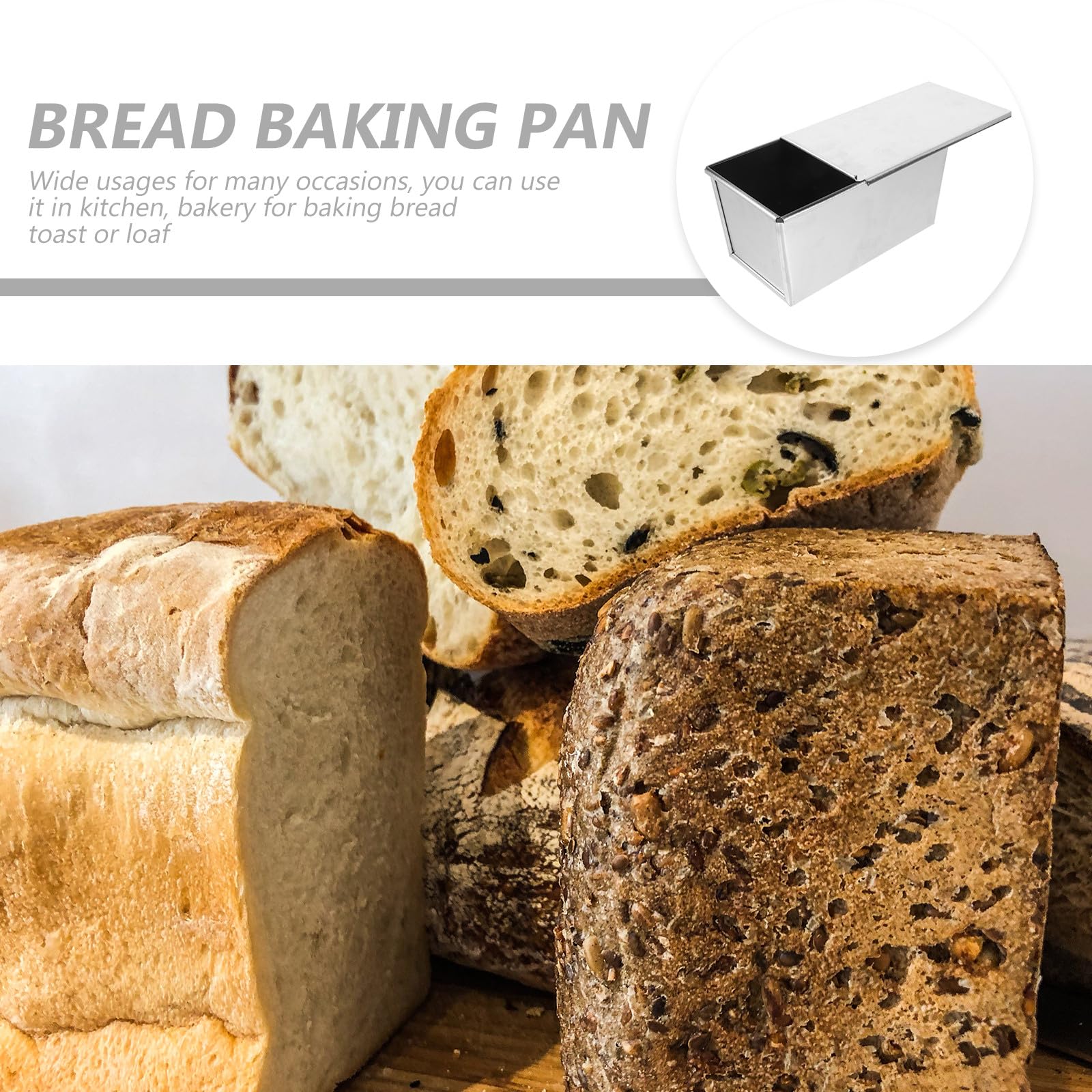 Aluminium Antihaft Brotform mit Deckel Metall Toast Kastenform Große Backform für Toastbrot und Laib Gleichmäßige Wärmeleitung für Familien und Bäckerei