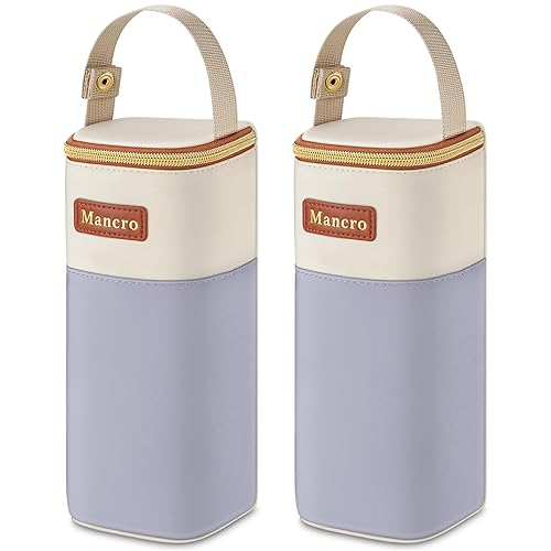 Mancro Paquete de 2 bolsas aisladas para biberones, se adapta a biberones de hasta 12 onzas, bolsa enfriadora de leche materna con asa de botón,