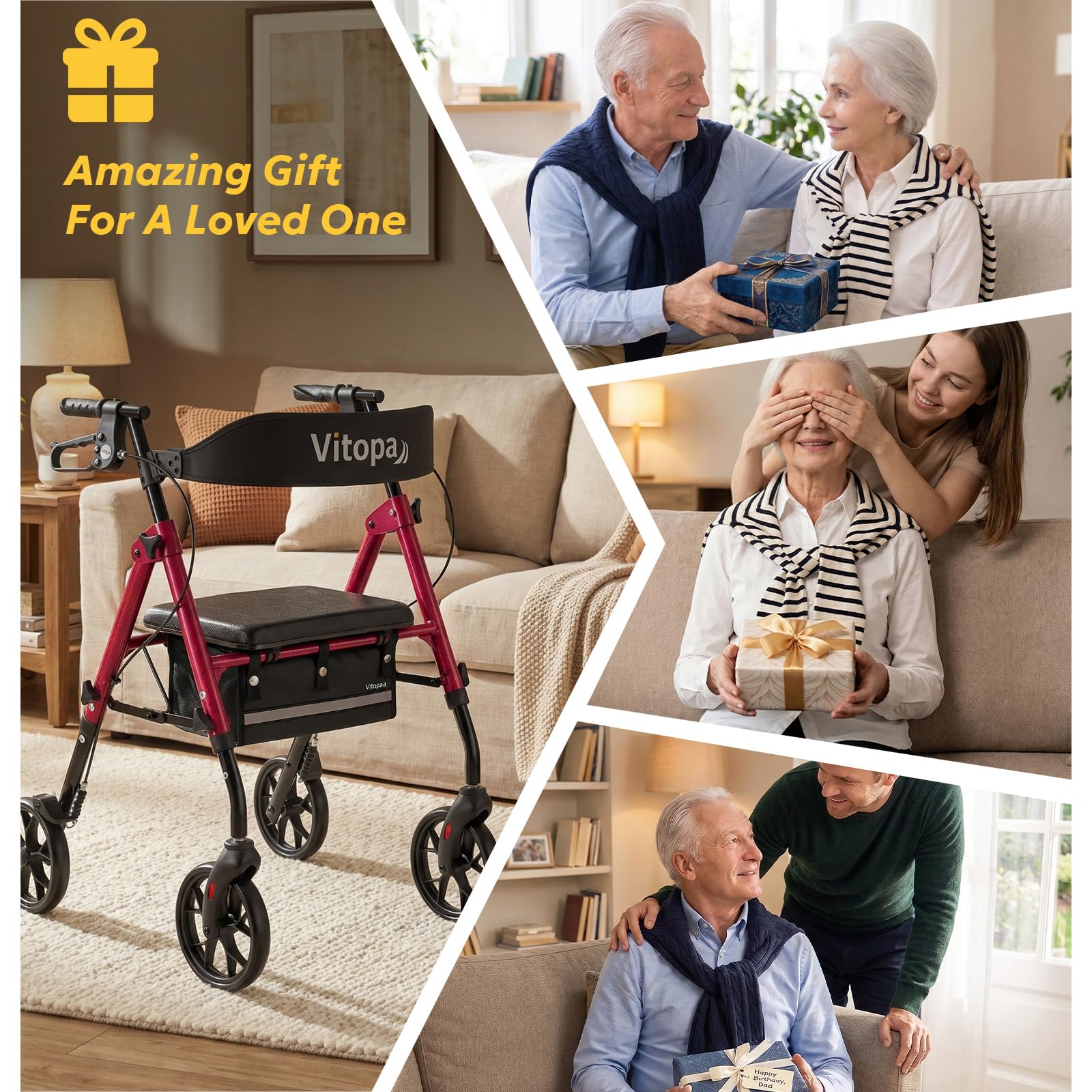 Vitopa Rollator Walker - Ultra Stable & Foldable -9