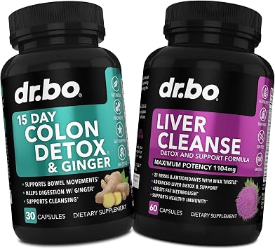 Colon Cleanser Detox & Liver Cleanse - 15 Day Colon Cleanse Pills with Ginger & Liver Detox Support Supplement Milk Thistle Dandelion - Bowel Movement Supplements for Intestinal Stomach Bloating Gut