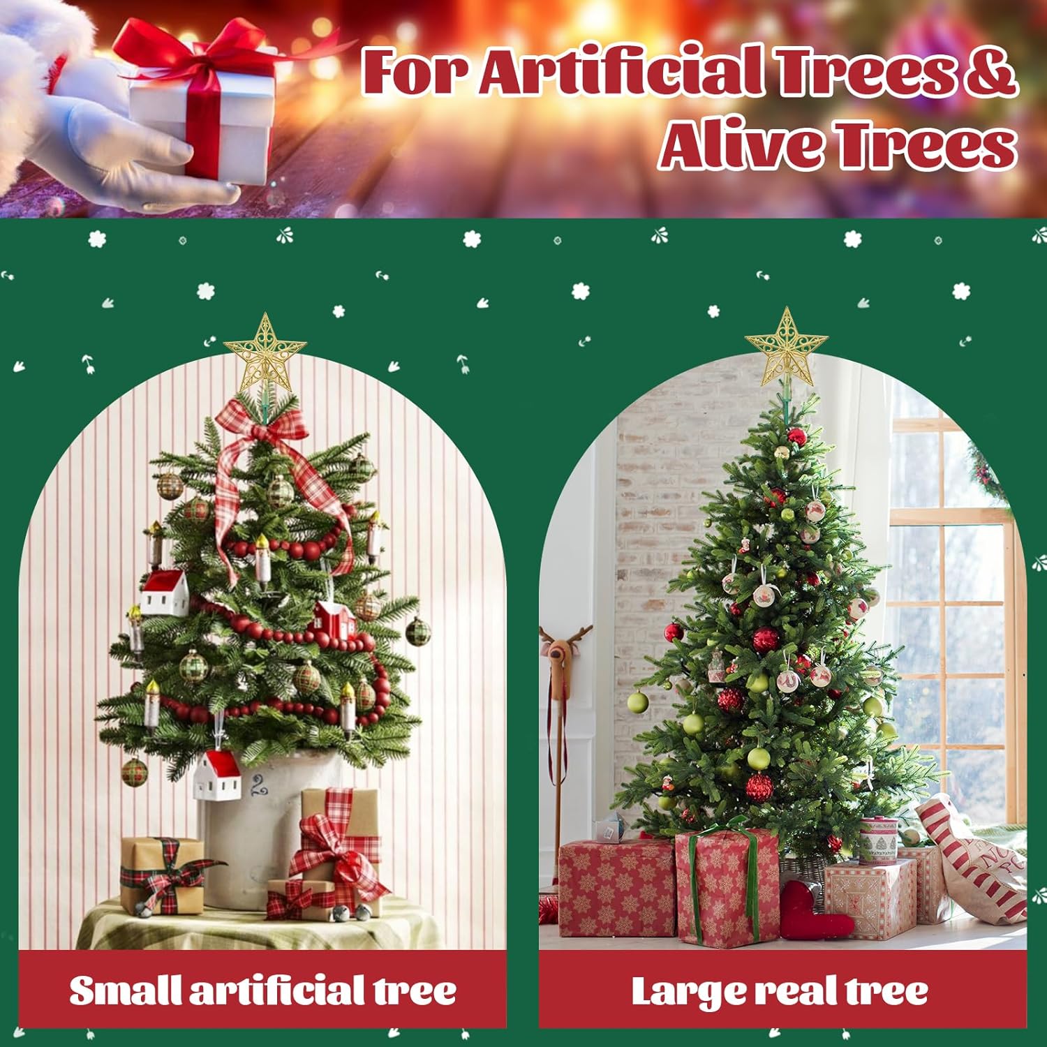 Christmas Tree Topper Holder, 4 PCs Universal Christmas Tree Topper Stabilizer Supporter for Any Base Type, 44 Inch Adjustable Height for Seasonal Treetop Ornaments, Green Support Rod for Tree Topper - Image 4