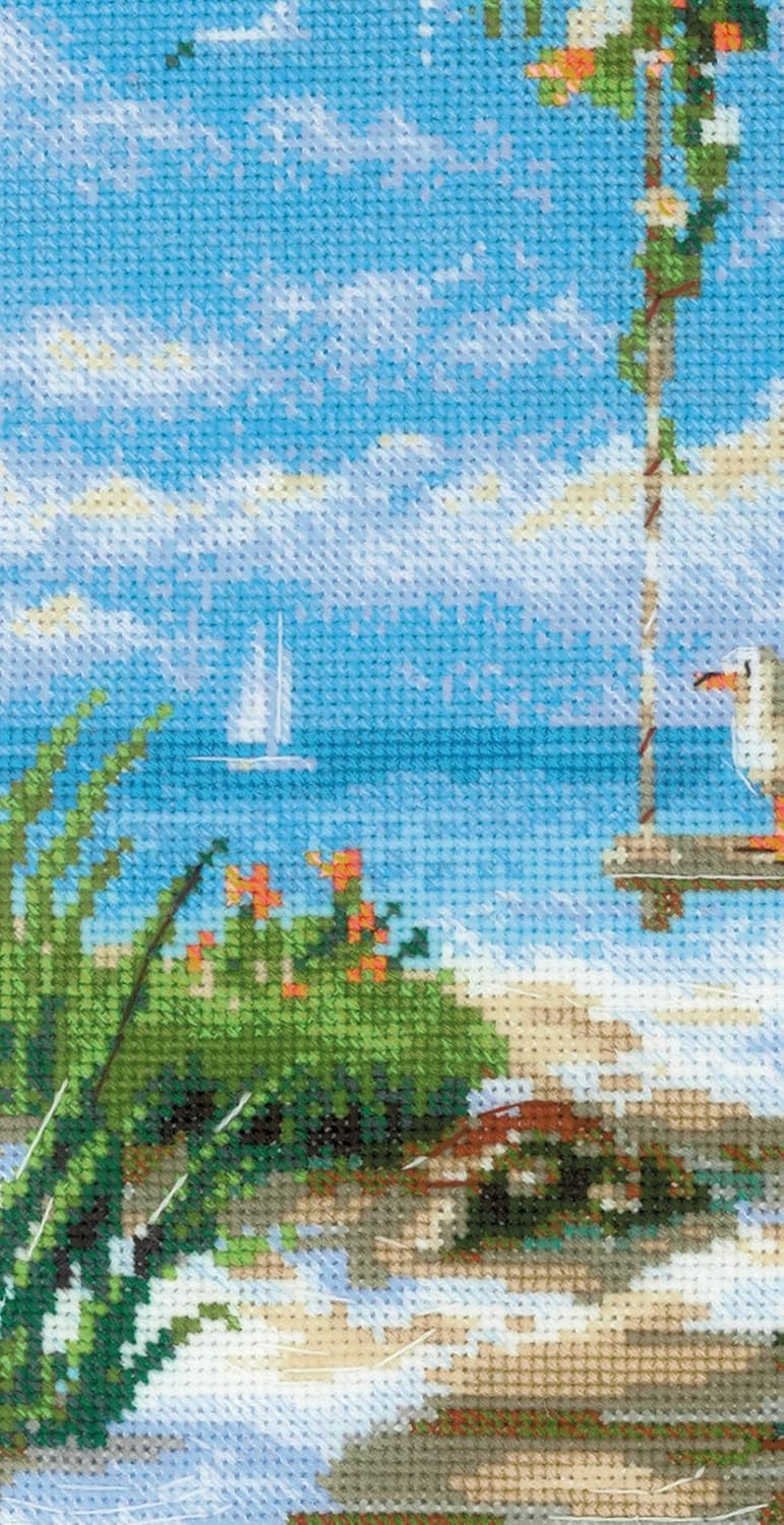 RIOLIS - Beach Swing 2215, Animals Cross Stitch Kits 8¼"x11¾, Cross Stitch Kit for Beginners & Advanced, Crossstitching Kits Adult, Counted Stitching Kits, Embroidery Kit
