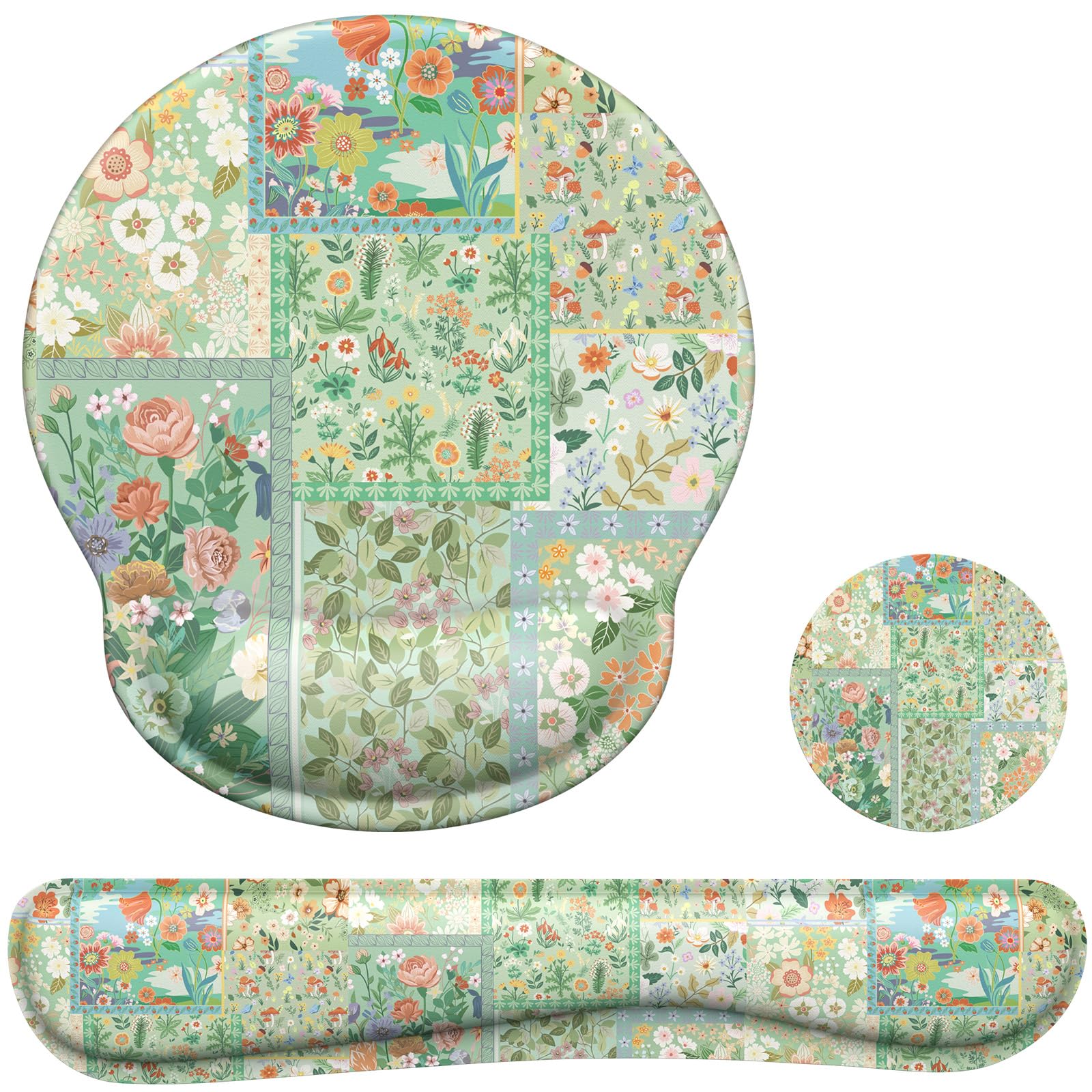 iLeadon Ergonomic Mouse Pad with Wrist Rest - Green Leaves -13