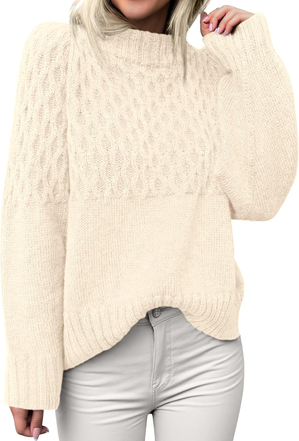 PRETTYGARDEN Oversized Sweaters for Women 2025 Fall Cute Cable Knit Long Sleeve Crewneck Chunky Pullover Tops Winter Clothing