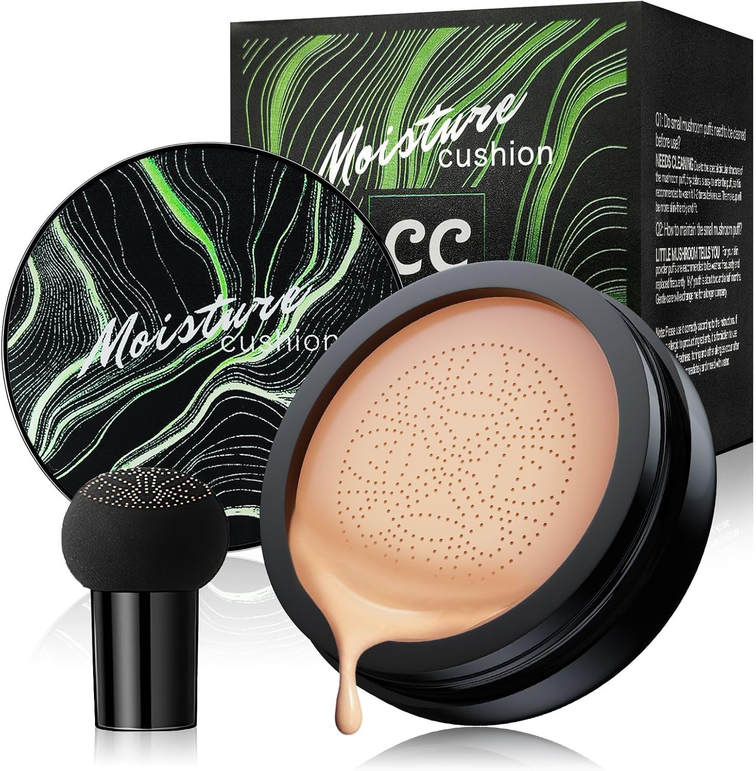 Foundation for Older Women - Air Cushion CC Cream Foundation Makeup, BB Cream Concealer Full Coverage Moisturizing Concealer Brighten Long-lasting (Nude)
