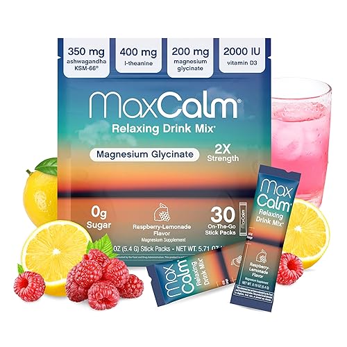 Relaxing Drink Mix | Raspberry-Lemonade Flavor | Magnesium & KSM-66