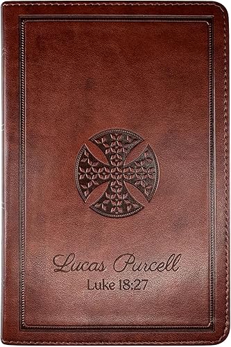 Biblia Compacta ESV Personalizada Versión Estándar en Inglés de Cuero Sintético Biblia Sagrada con Nombre Personalizado en Negro | Letra Mediana y