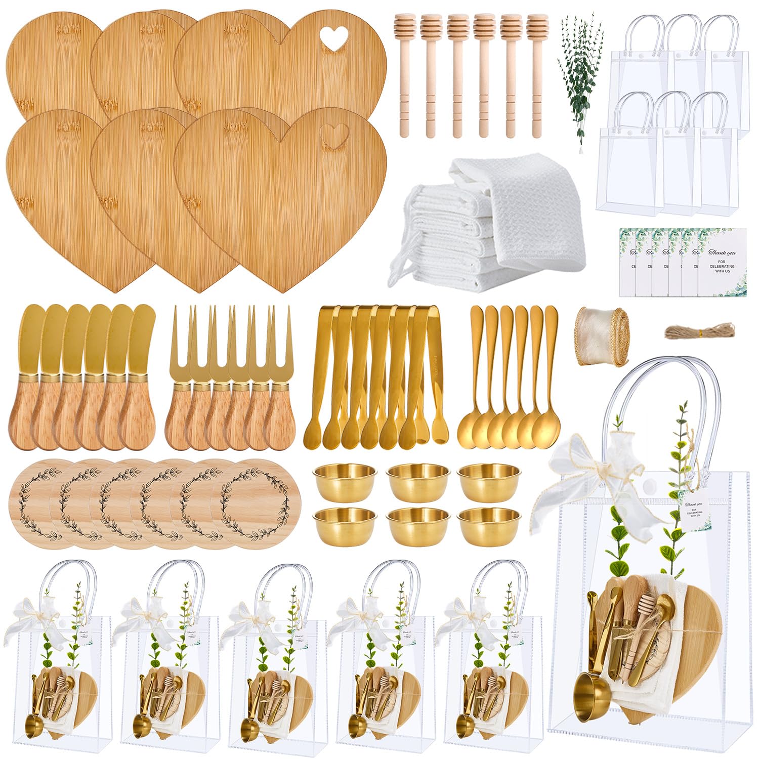Photo 1 of Wishfond Heart Shaped Cheese Board & Utensil Set - Golden (6 Sets)