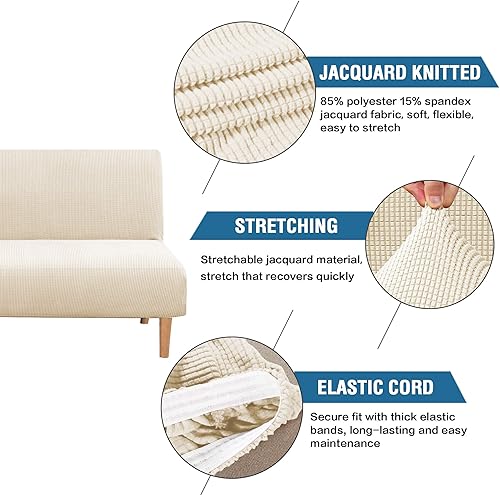 Vista 47 de H.VERSAILTEX - Funda elástica para sofá o cama, licra de alto elastano, lavable a máquina, tela Jacquard para sofá, futón Chocolate