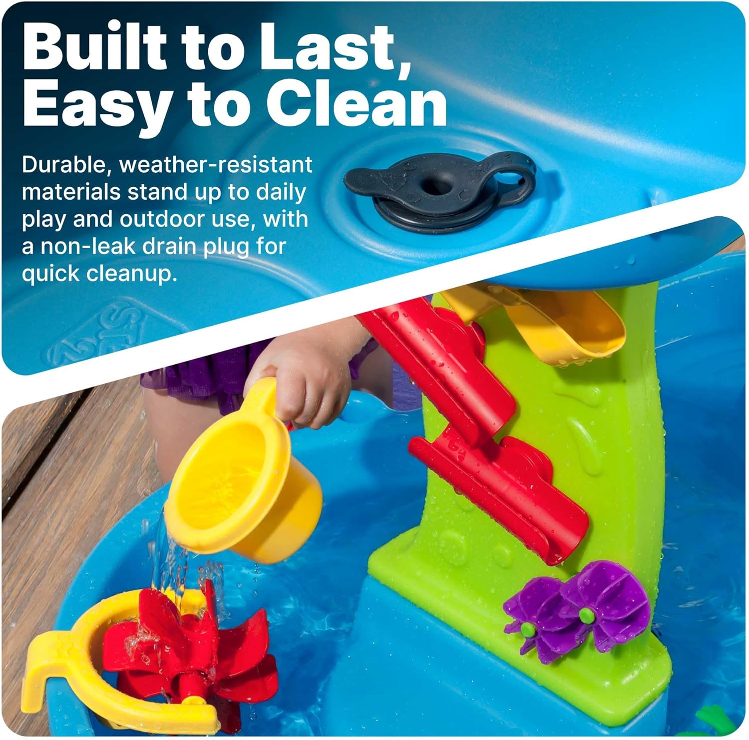 Step2 Rain Showers Splash Pond Water Table, Kids Water and Sand Activity Sensory Playset, Summer Outdoor Toys, 13 Piece Water Toy Accessories, For Toddlers 1.5+ Years Old, Blue & Green image 7