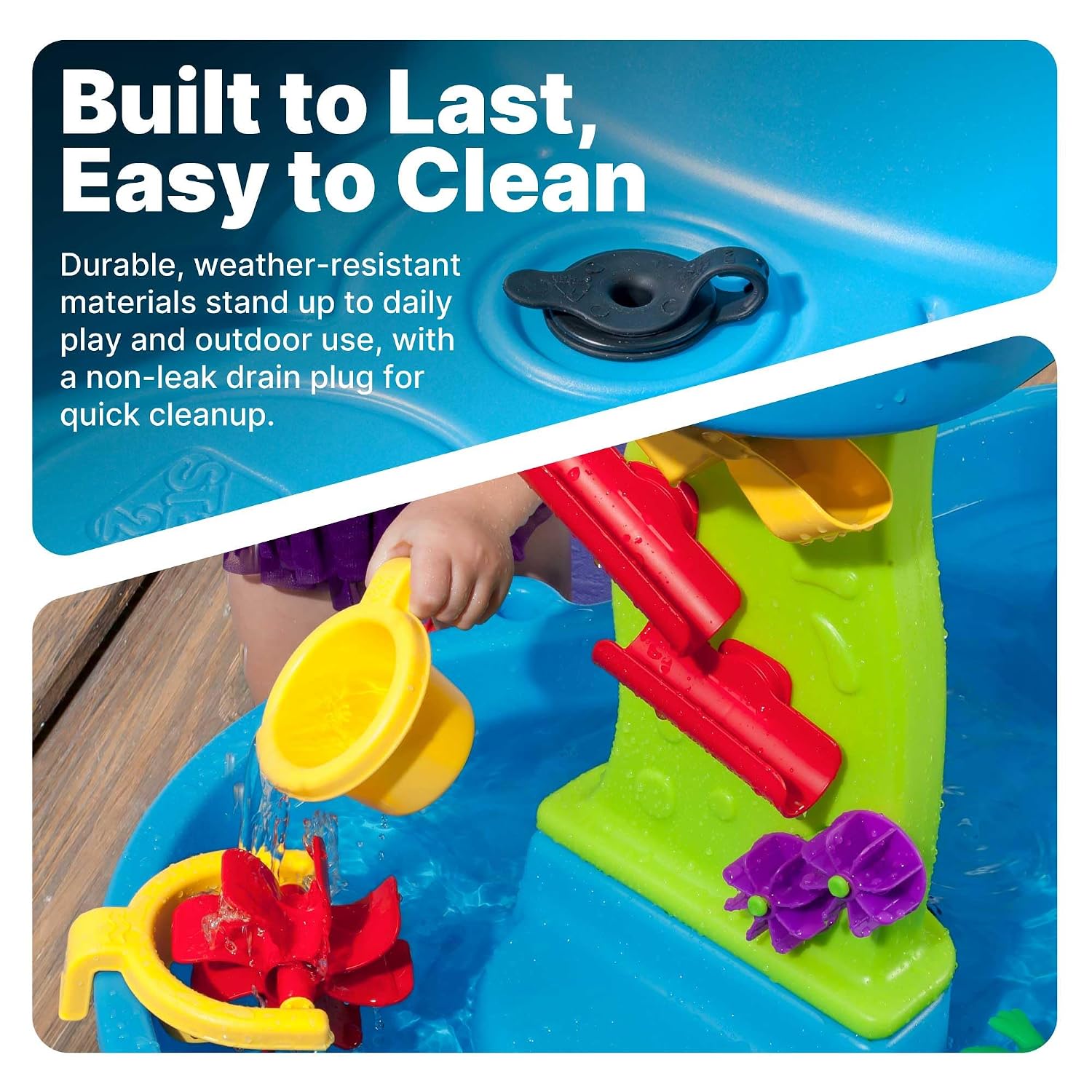 Step2 Rain Showers Splash Pond Water Table, Kids Water and Sand Activity Sensory Playset, Summer Outdoor Toys, 13 Piece Water Toy Accessories, For Toddlers 1.5+ Years Old, Blue & Green, view 7